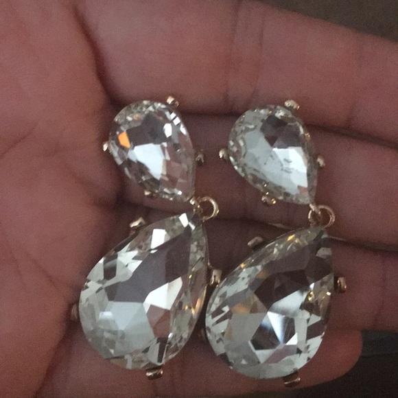 Tear Drop Crystal Earrings. - Picture 2 of 2